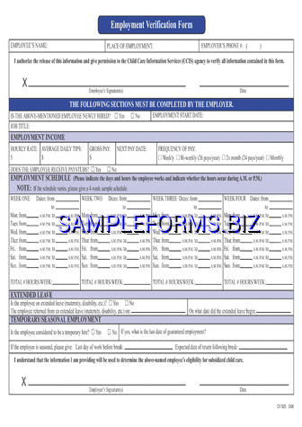 Employment Verification Form 3 pdf free